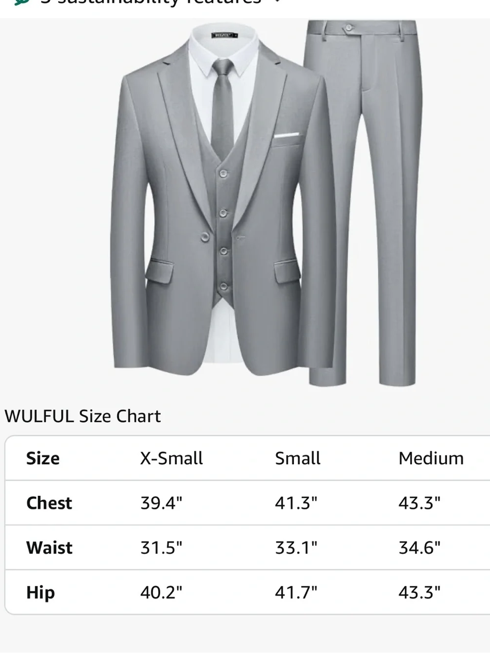 Men’s Slim Fit 3-Piece Suit Blazer Vest & Pant - Light Gray